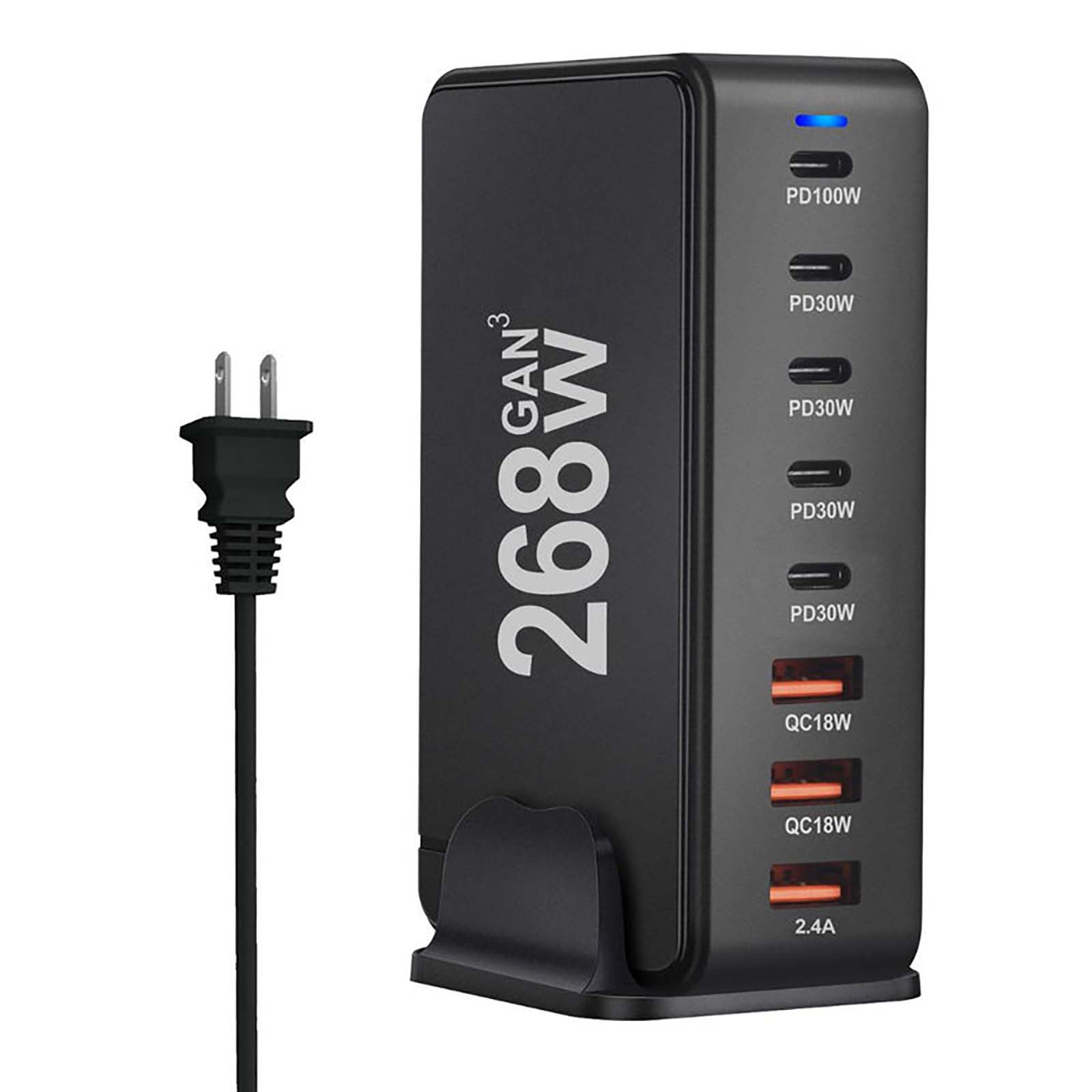 268W Fast Charging Blocks,8Port Fast USB C Charging Station with 5 USB